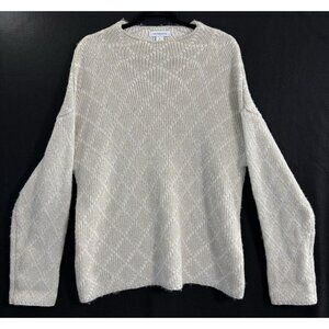 LIZ CLAIBORNE Women Pullover Sweater Sz XL Ivory Gold Metallic Casual 3-14